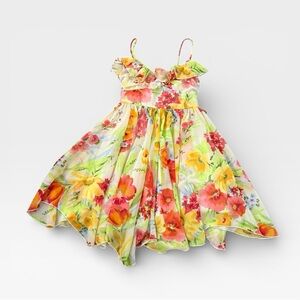 Vintage Forever 21 Floral Ruffle Strappy Handerchief Hem Dress - Spring Fairy